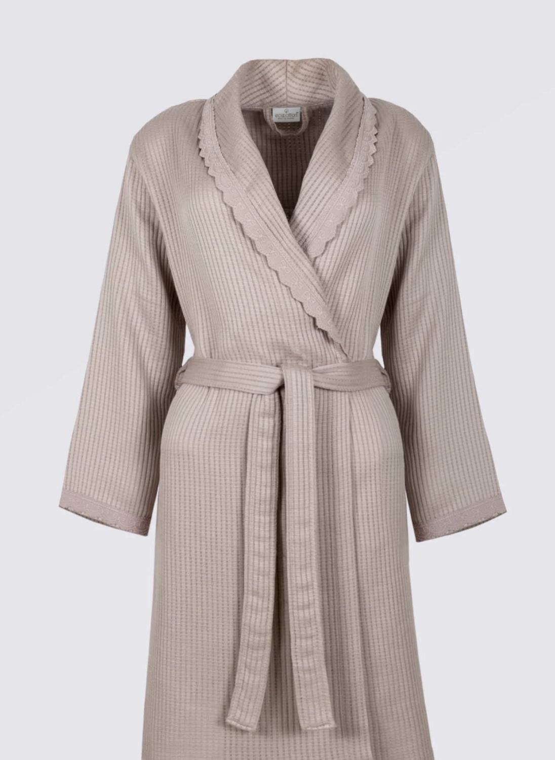 Ecocotton Alessa Women&#39;s Pique Bathrobe 100% Organic Cotton Jacquard Powder