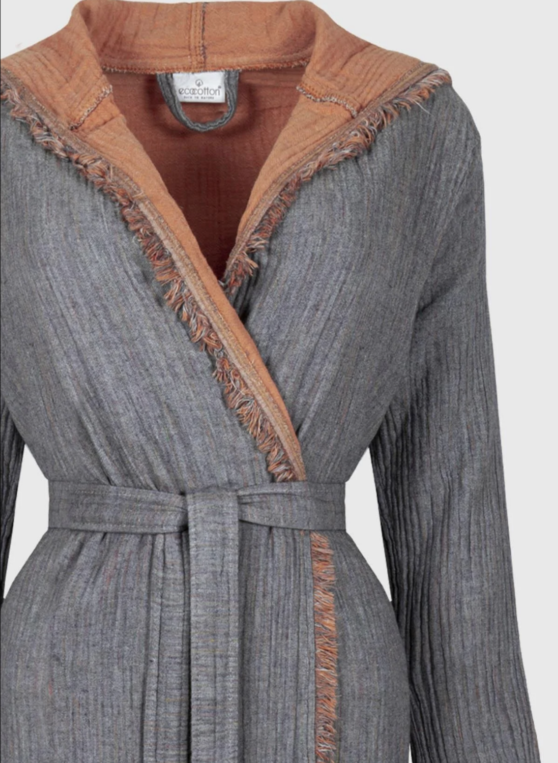 Ecocotton Muna Women Bathrobe 100% Organic Cotton Inject Terra-Anthracite