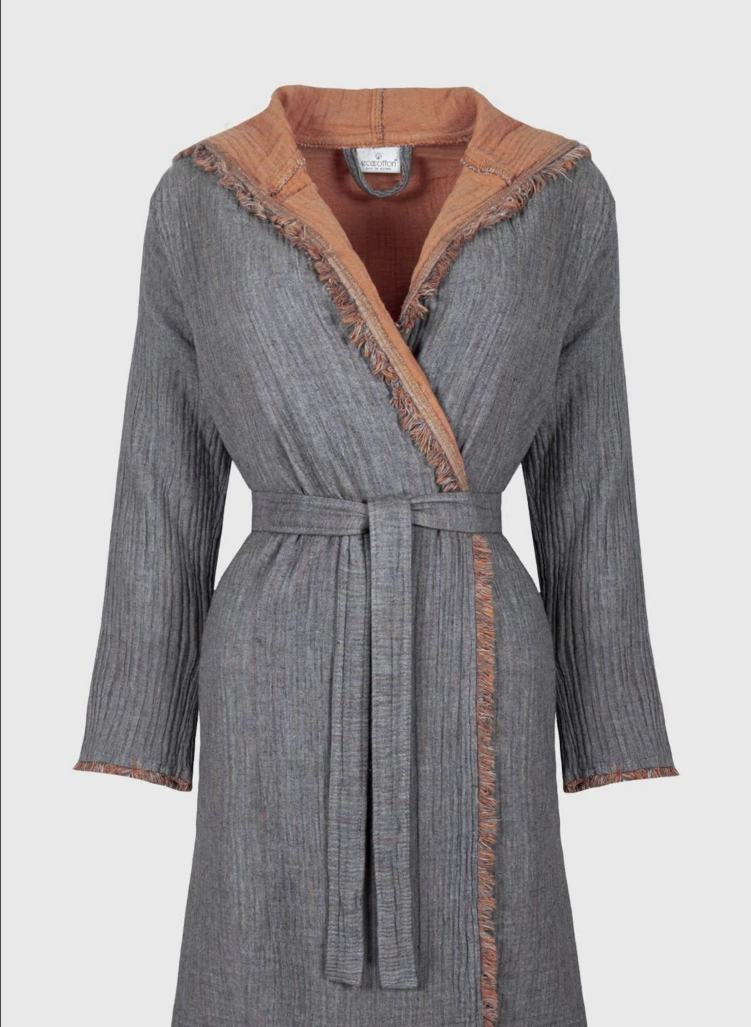 Ecocotton Muna Women Bathrobe 100% Organic Cotton Inject Terra-Anthracite