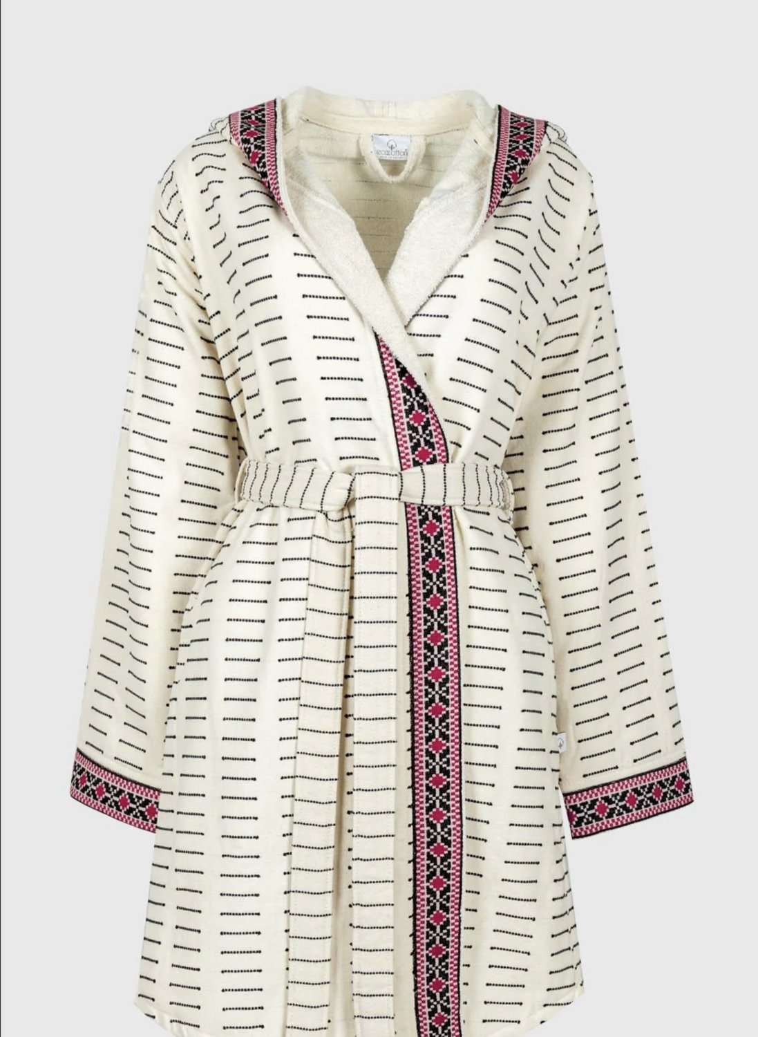 Ecocotton Laodikeia Women Bathrobe 100% Organic Cotton Jacquard Cream