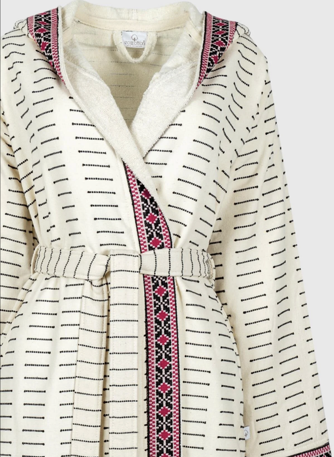 Ecocotton Laodikeia Women Bathrobe 100% Organic Cotton Jacquard Cream