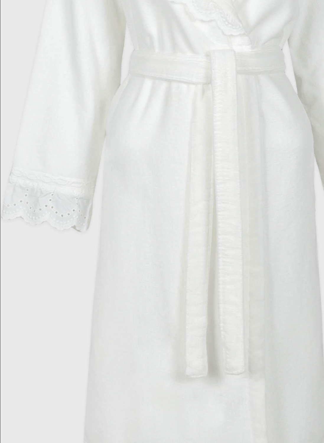 Ecocotton Elsa Women Bathrobe 100% Organic Cotton Embroidered Cream