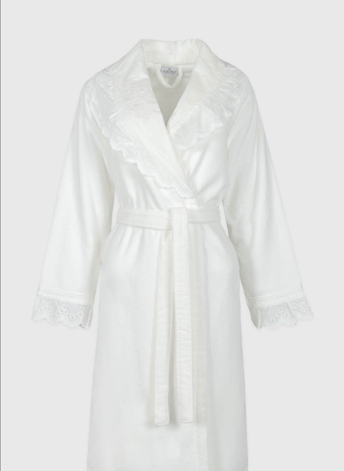 Ecocotton Elsa Women Bathrobe 100% Organic Cotton Embroidered Cream