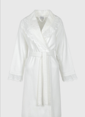 Ecocotton Elsa Women Bathrobe 100% Organic Cotton Embroidered Cream