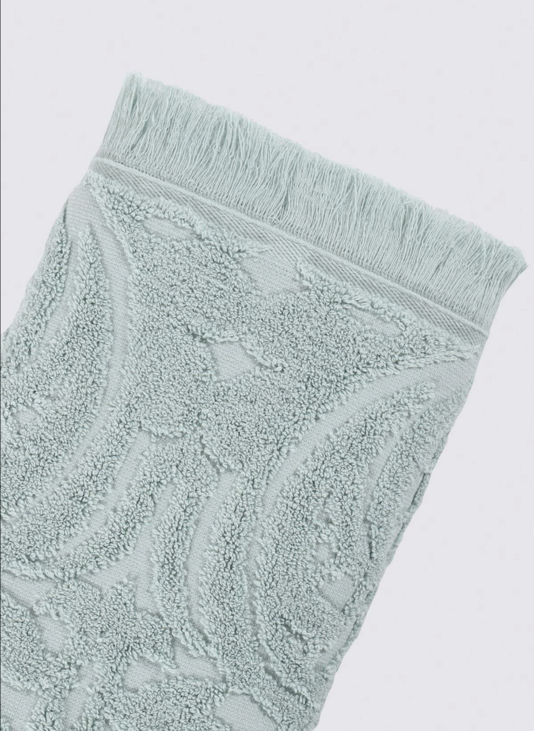 Green Black Elenora Hand Face Towel 100% Cotton Combed Jacquard Mint 50x90 Cm