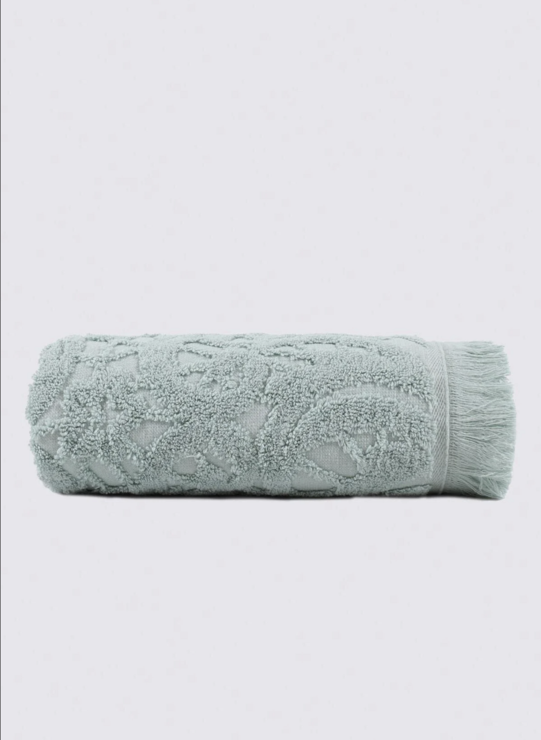 Green Black Elenora Hand Face Towel 100% Cotton Combed Jacquard Mint 50x90 Cm