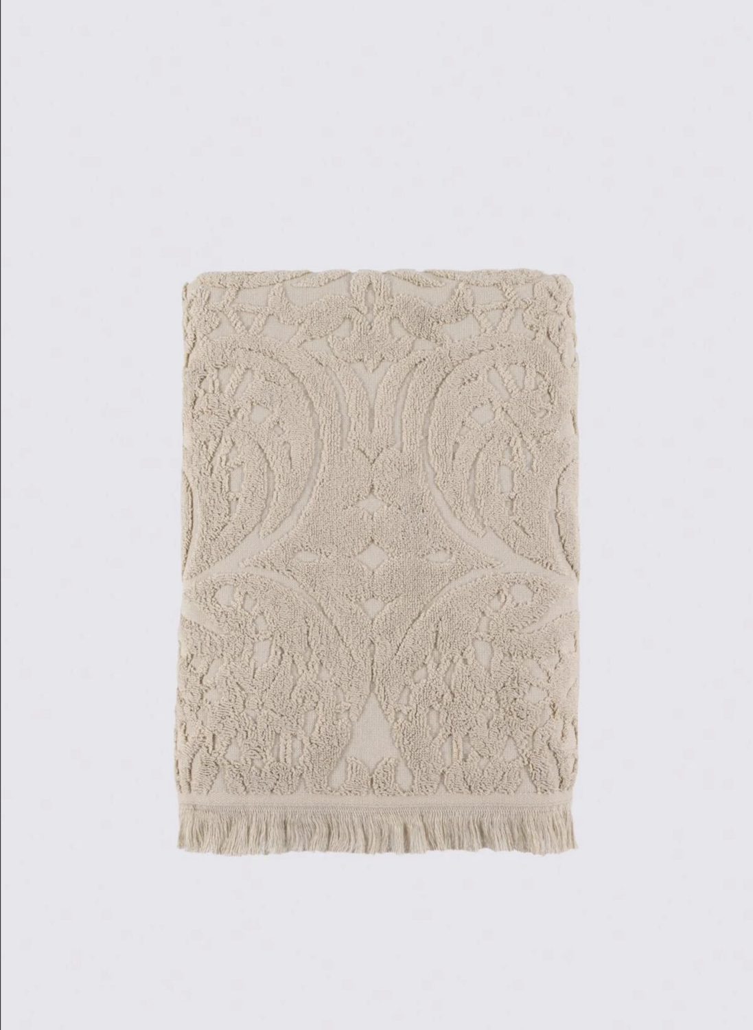Green Black Elenora Bath Towel 100% Cotton Combed Jacquard Cream 80x150 Cm
