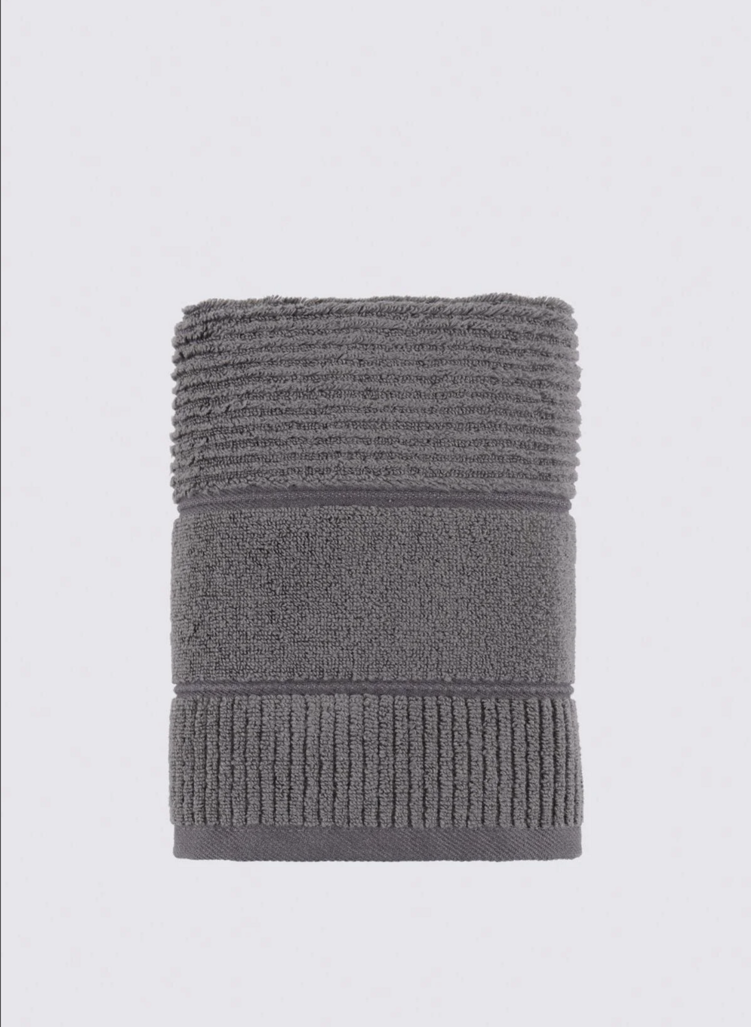 Green Black Eliza Hand And Face Towel 100% Cotton Air Twist Anthracite 50x90 Cm