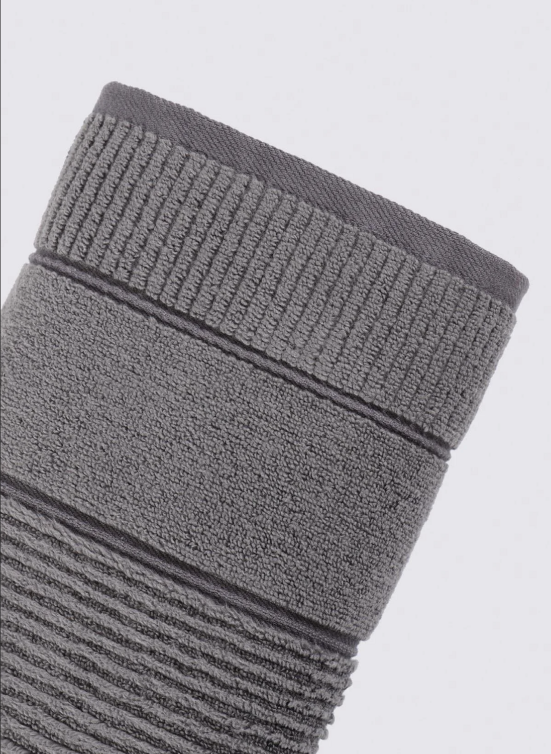 Green Black Eliza Hand And Face Towel 100% Cotton Air Twist Anthracite 50x90 Cm
