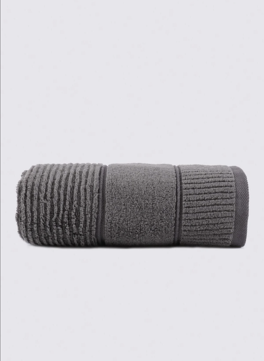Green Black Eliza Hand And Face Towel 100% Cotton Air Twist Anthracite 50x90 Cm