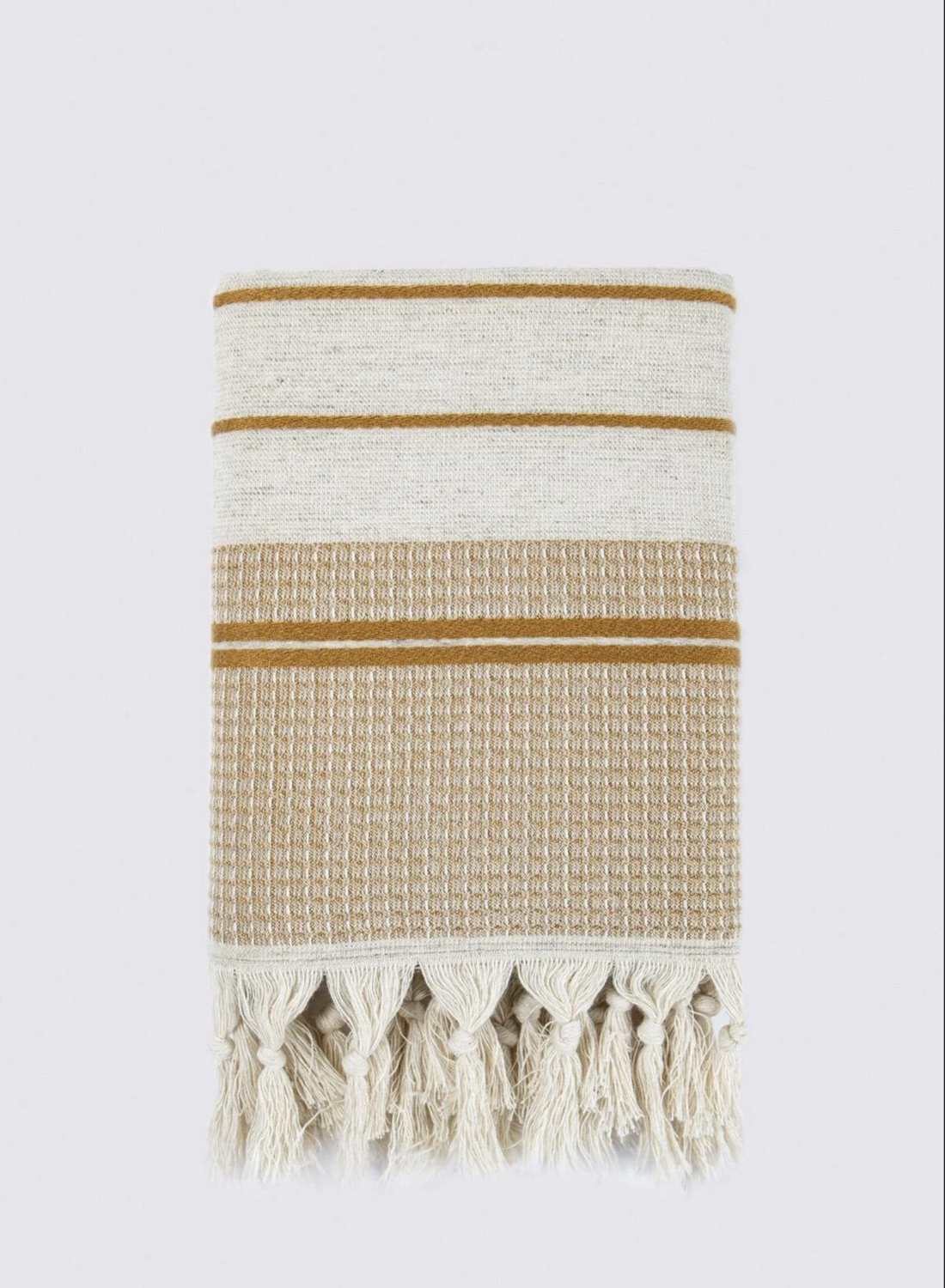 Ecocotton Arden Hand Face Towel 100% Organic Cotton Blended Hemp Towel Mustard-Beige 50x90 Cm