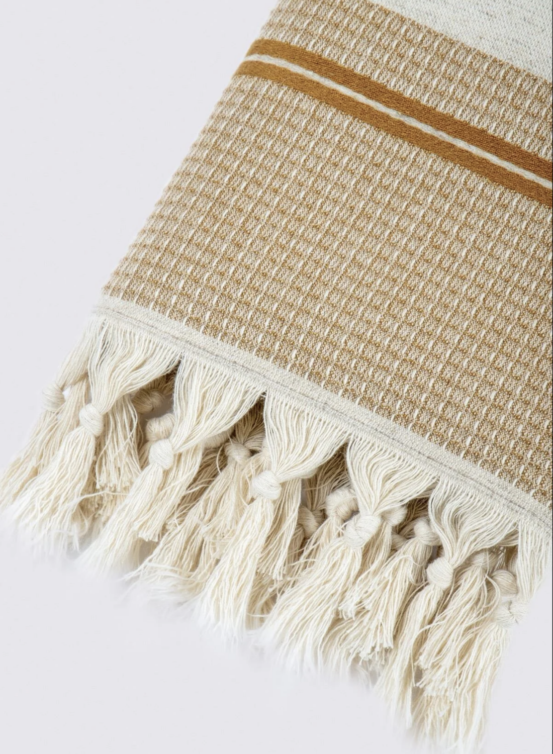 Ecocotton Arden Hand Face Towel 100% Organic Cotton Blended Hemp Towel Mustard-Beige 50x90 Cm