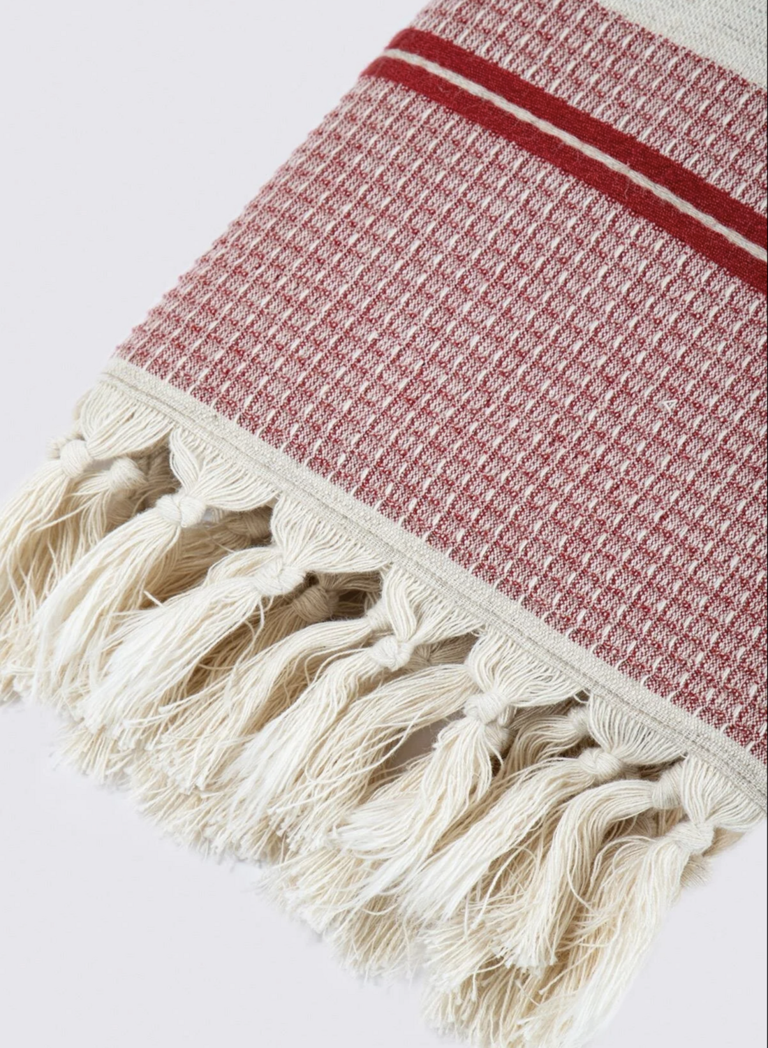 Ecocotton Arden Hand Face Towel 100% Organic Cotton Blended Hemp Towel Red-Beige 50x90 Cm
