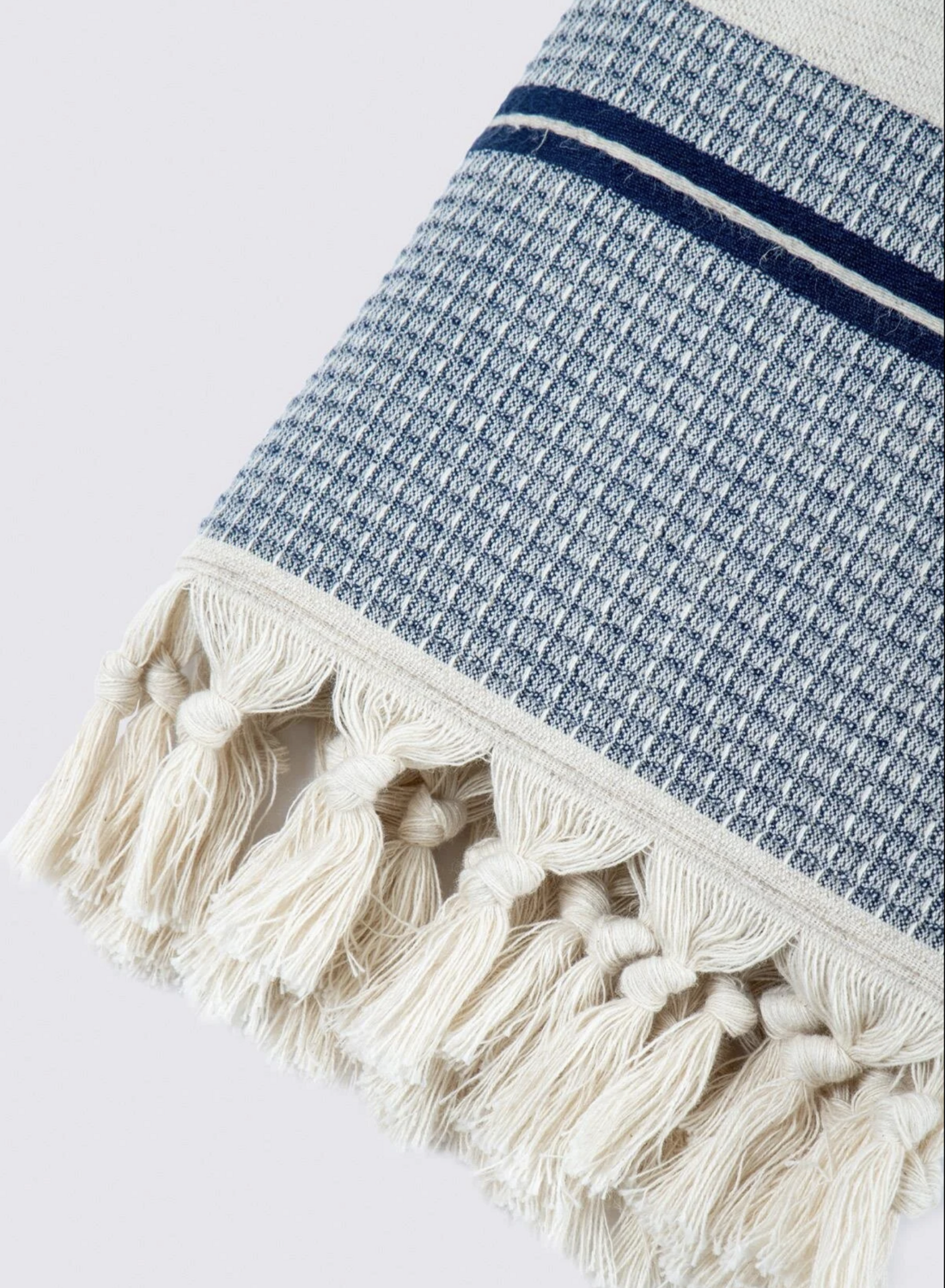 Ecocotton Arden Bath Towel 100% Organic Cotton Blended Hemp Towel Navy Blue-Beige 80x150 Cm
