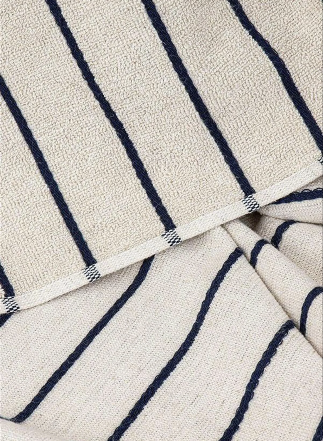 Ecocotton Arden Bath Towel 100% Organic Cotton Blended Hemp Towel Navy Blue-Beige 80x150 Cm