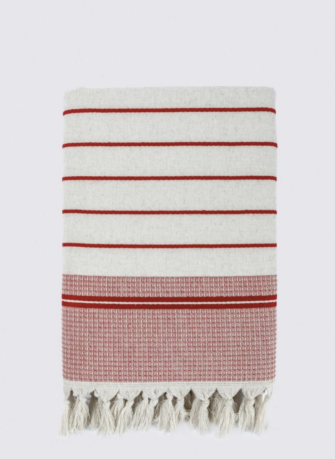 Ecocotton Arden Bath Towel 100% Organic Cotton Blended Hemp Towel Red-Beige 80x150 Cm
