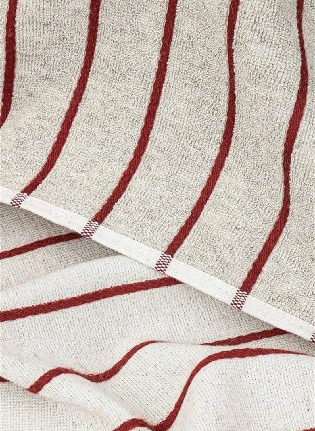 Ecocotton Arden Bath Towel 100% Organic Cotton Blended Hemp Towel Red-Beige 80x150 Cm
