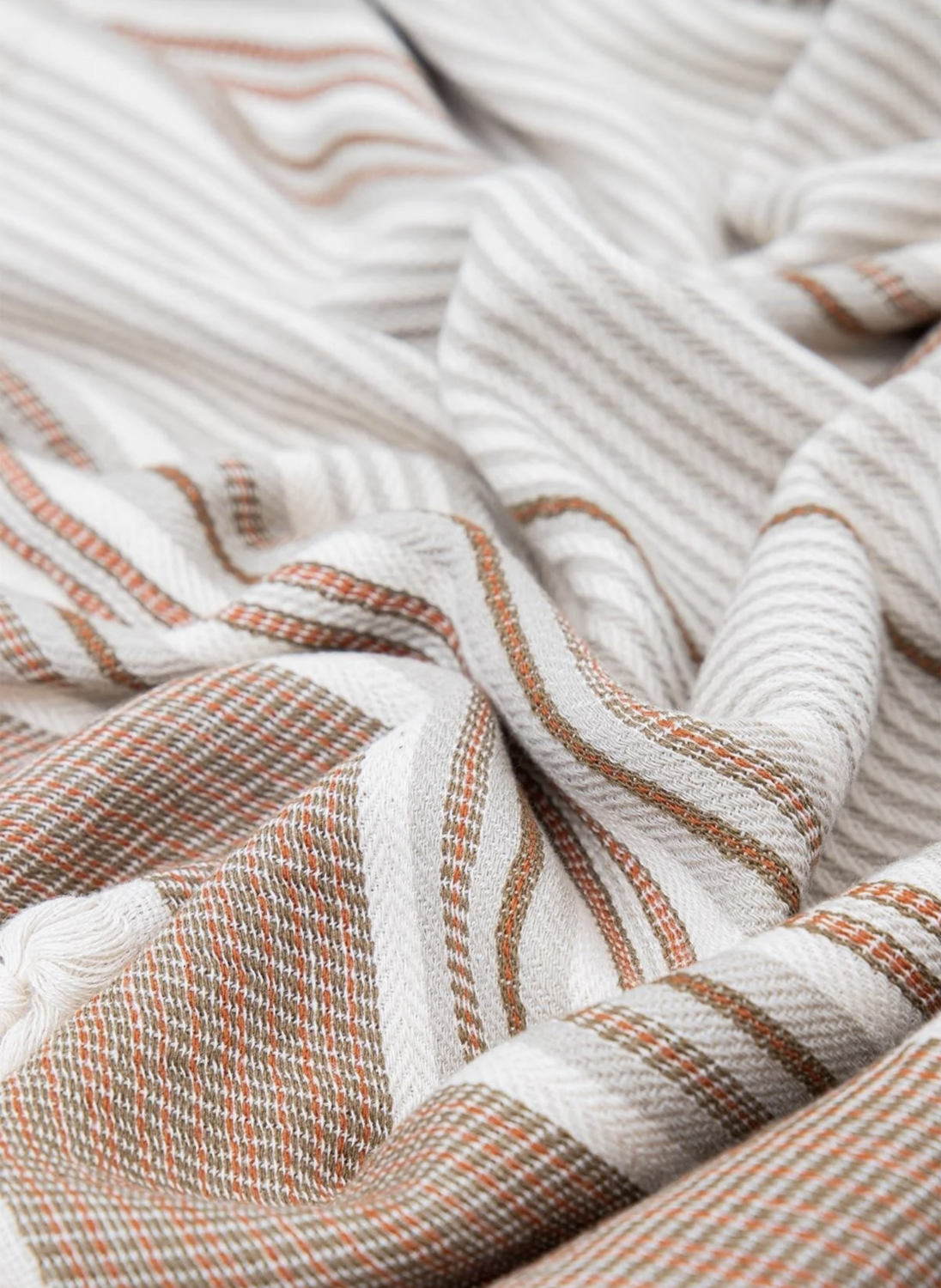 Ecocotton Arya Peshtemal 100% Cotton Jacquard Kilim Fringed Beige 90x180 Cm