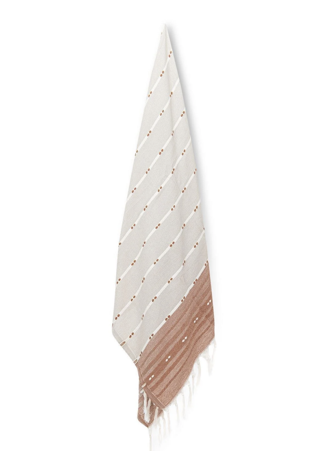 Ecocotton Milena Peshtemal 100% Cotton Jacquard Kilim Fringed Beige 90x180 Cm