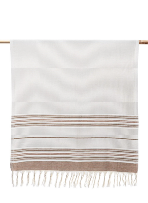 Ecocotton Arya Peshtemal 100% Cotton Jacquard Kilim Fringed Beige 90x180 Cm