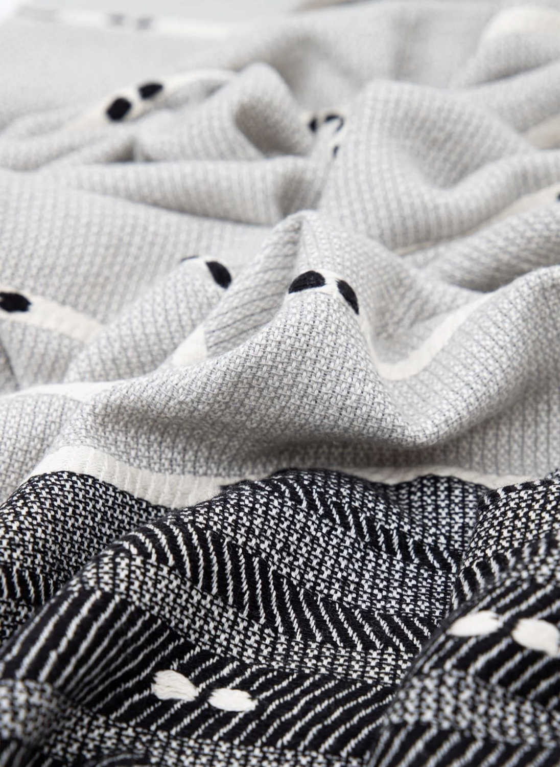 Ecocotton Milena Peshtemal 100% Cotton Jacquard Kilim Fringed Black 90x180 Cm