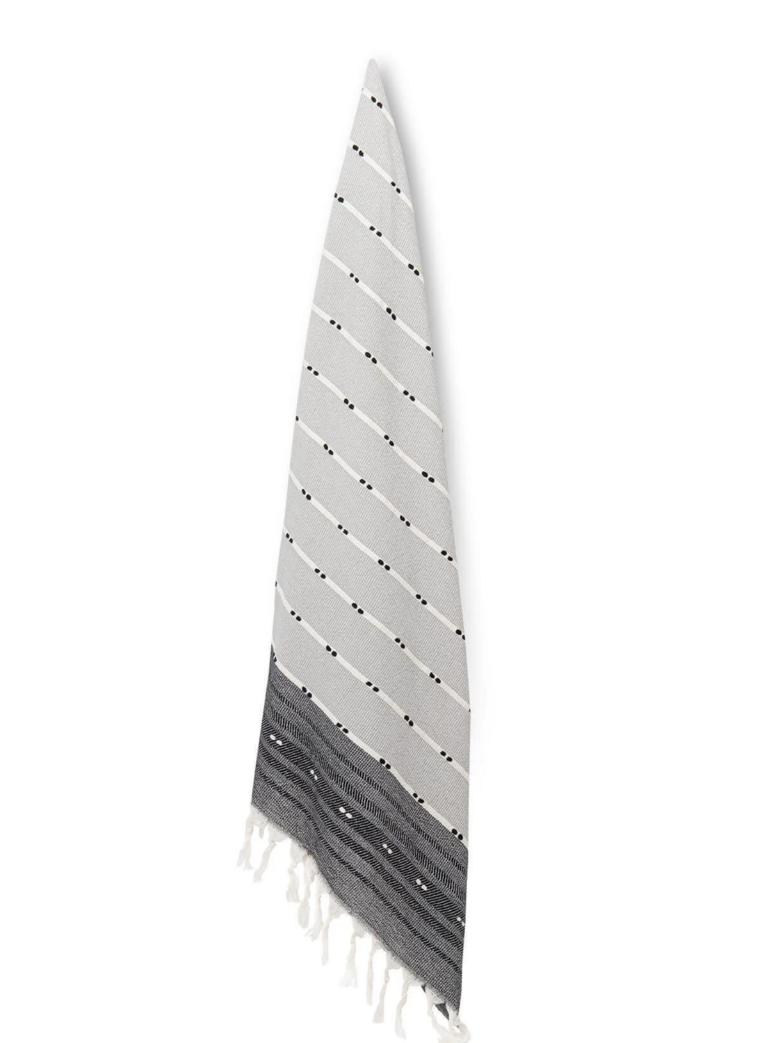 Ecocotton Milena Peshtemal 100% Cotton Jacquard Kilim Fringed Black 90x180 Cm