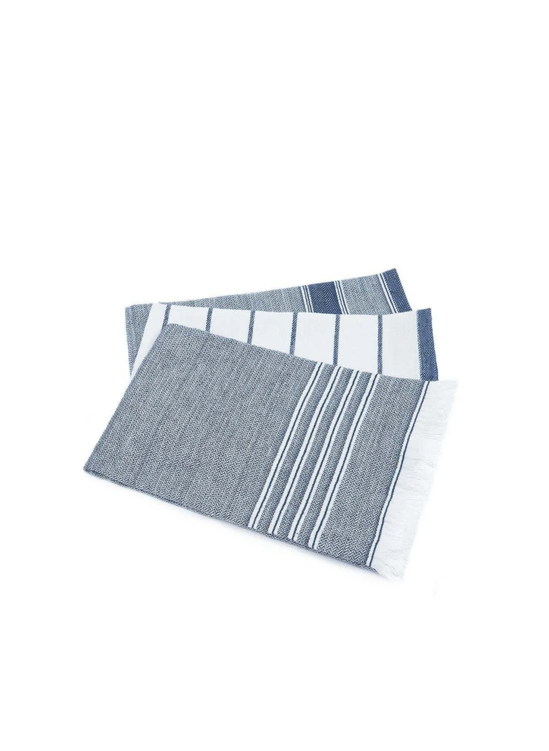 Ecocotton Elis 3-Piece Drying Towel 100% Organic Cotton Yarn Dyed Special Woven Blue-Cream 40X60 Cm