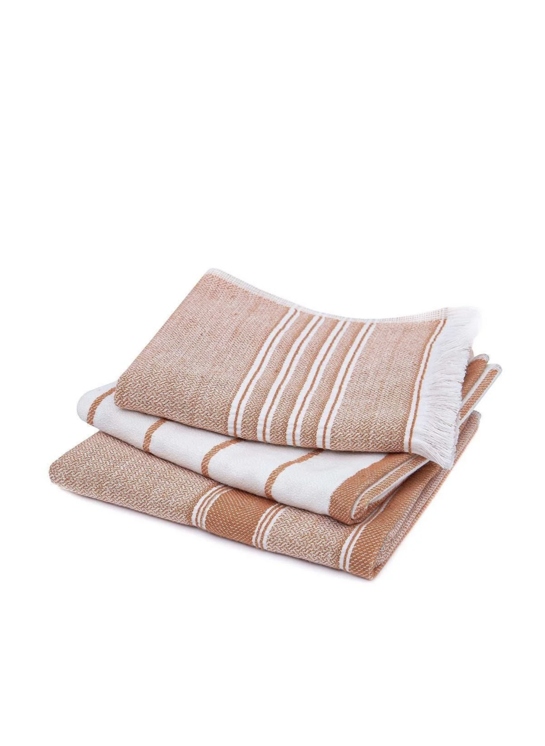 Ecocotton Elis 3-Piece Drying Towel 100% Organic Cotton Yarn Dyed Special Woven Terra-Cream 40X60 Cm