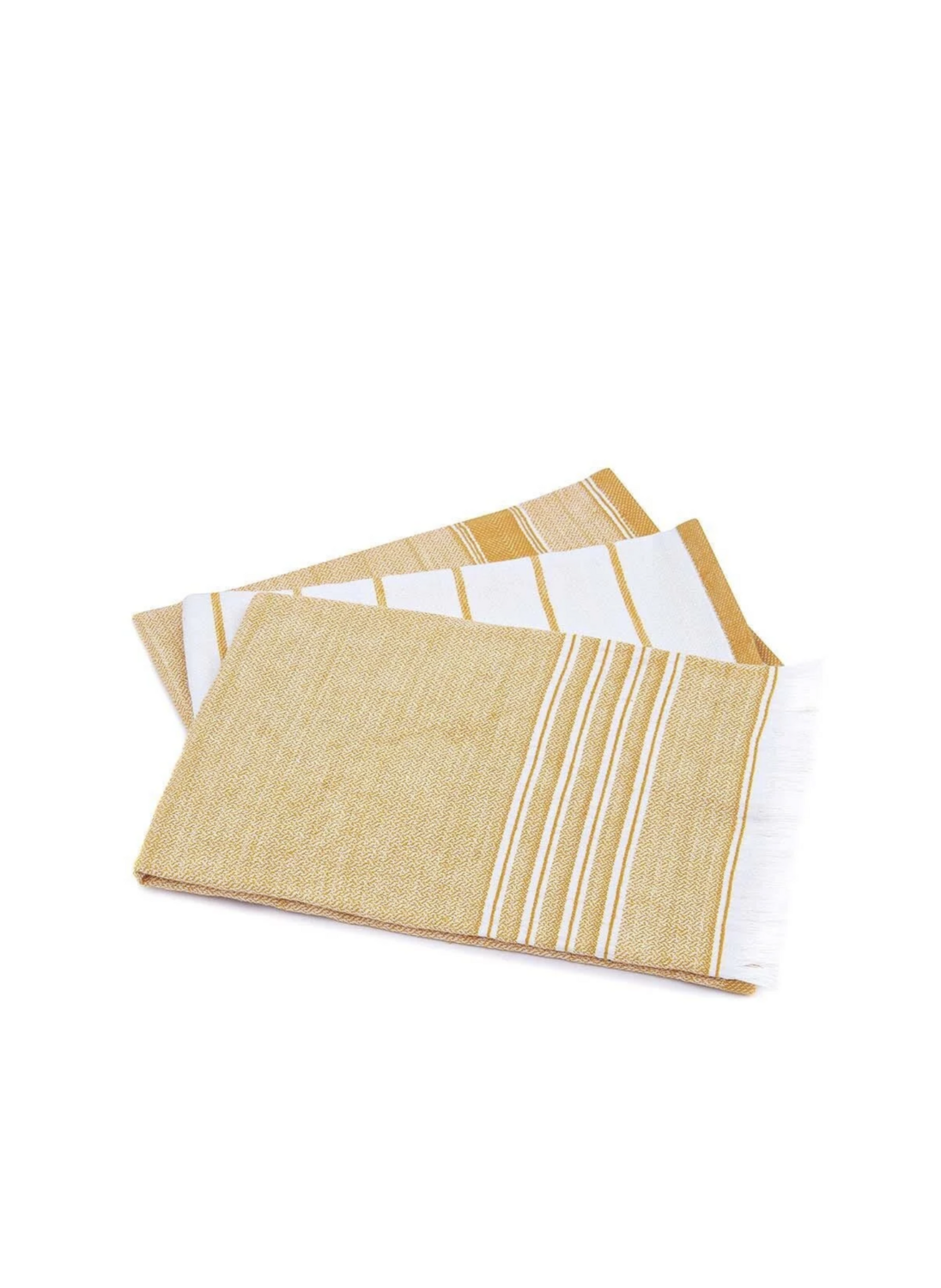 Ecocotton Elis 3-Piece Drying Towel 100% Organic Cotton Yarn Dyed Special Woven Yellow-Cream 40X60 Cm