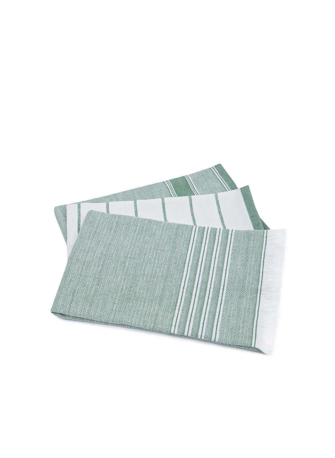 Ecocotton Elis 3-Piece Drying Towel 100% Organic Cotton Yarn Dyed Special Woven Green-Cream 40X60 Cm