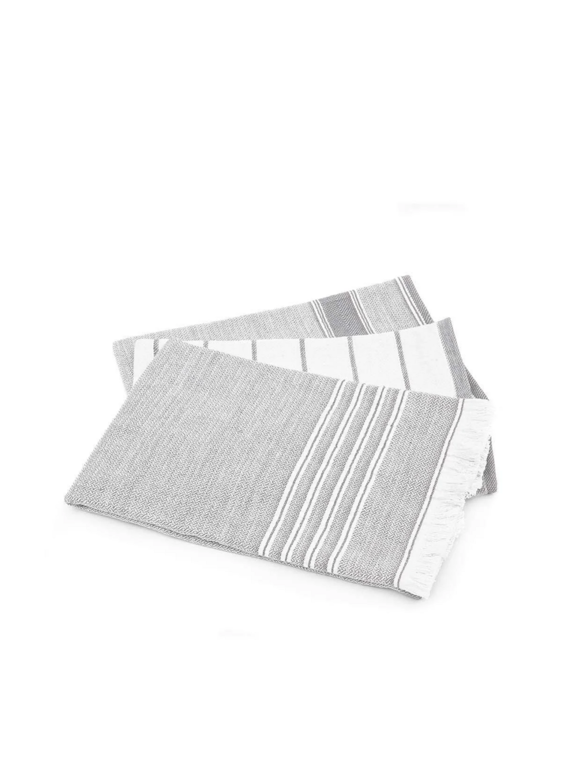 Ecocotton Elis 3-Piece Drying Towel 100% Organic Cotton Yarn Dyed Special Woven Gray-Cream 40X60 Cm