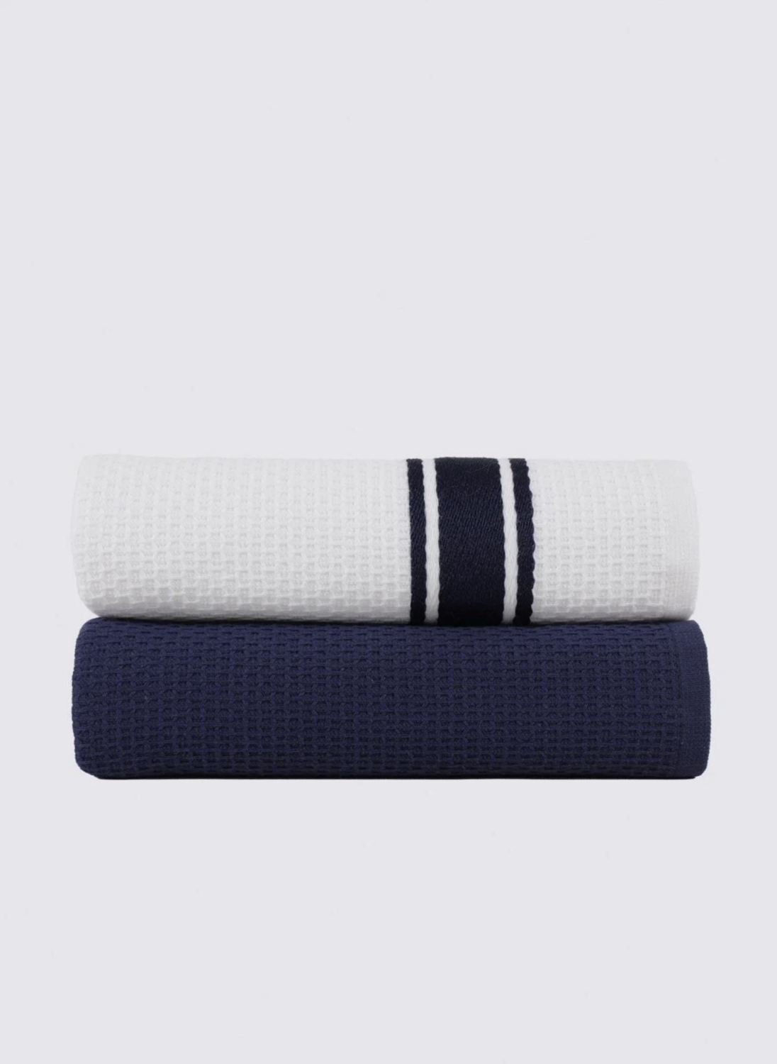 Ecocotton Elvin 2'li Kurulama Havlusu %100 Organik Pamuklu Özel Dokuma Lacivert-Krem 40X60 Cm