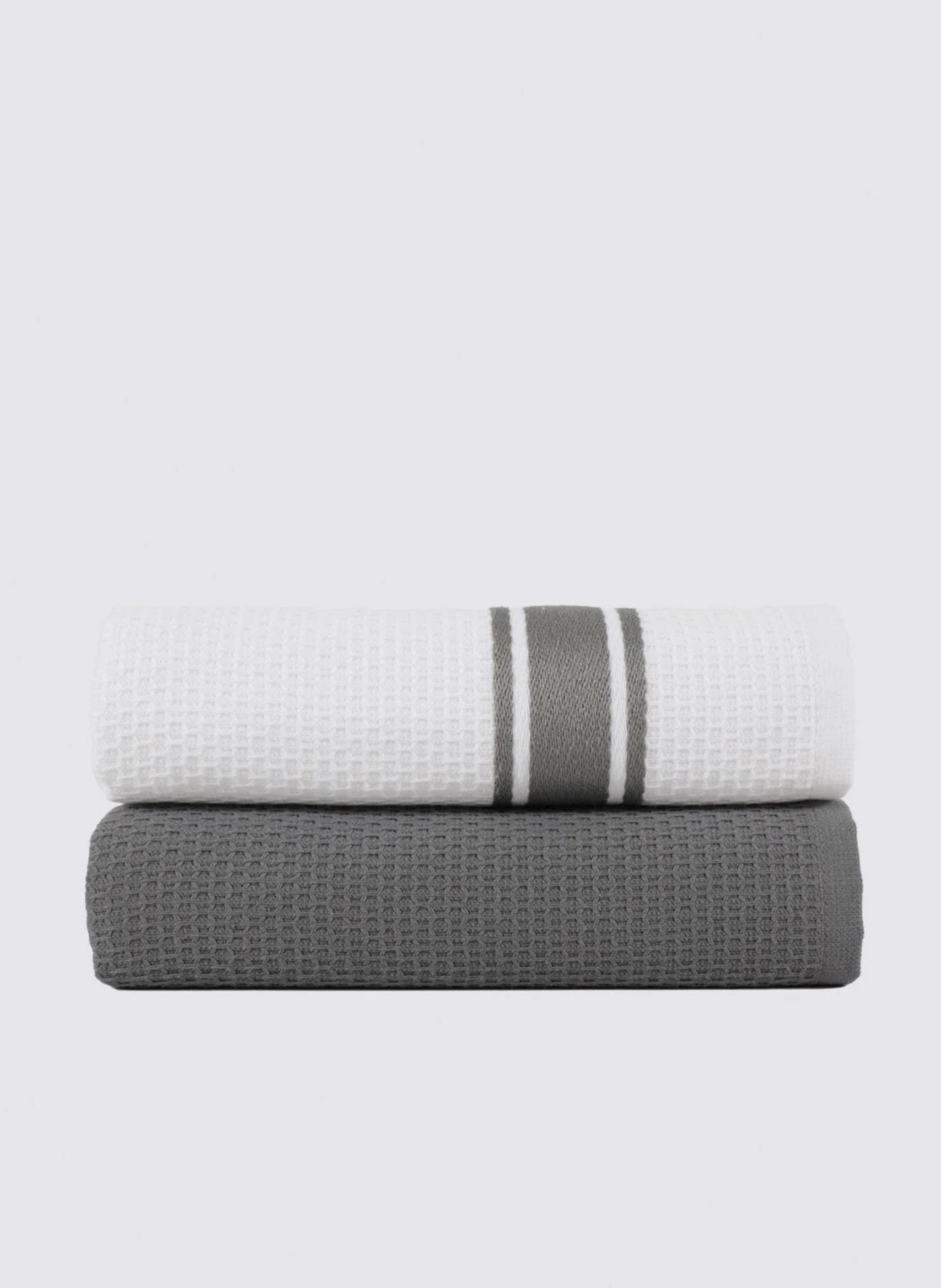 Ecocotton Elvin 2-Piece Drying Towel 100% Organic Cotton Special Woven Gray-Cream 40X60 Cm