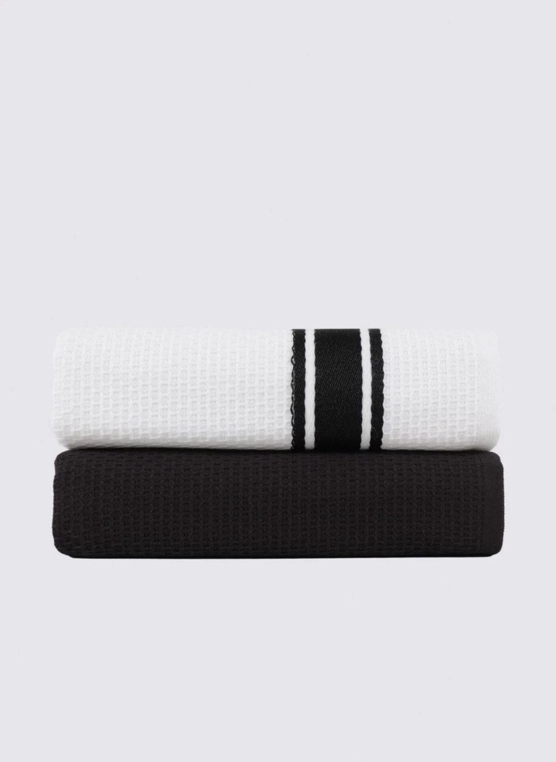 Ecocotton Elvin 2-Piece Drying Towel 100% Organic Cotton Special Woven Black-Cream 40X60 Cm