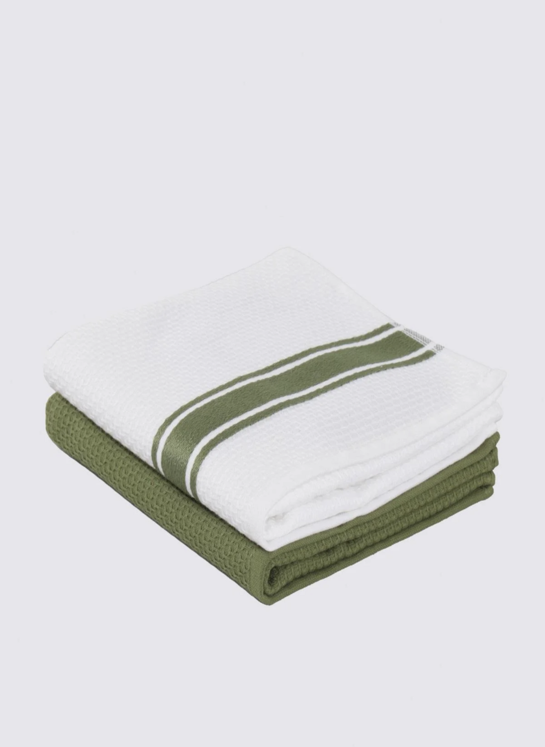 Ecocotton Elvin 2-Piece Drying Towel 100% Organic Cotton Special Woven Green-Cream 40X60 Cm