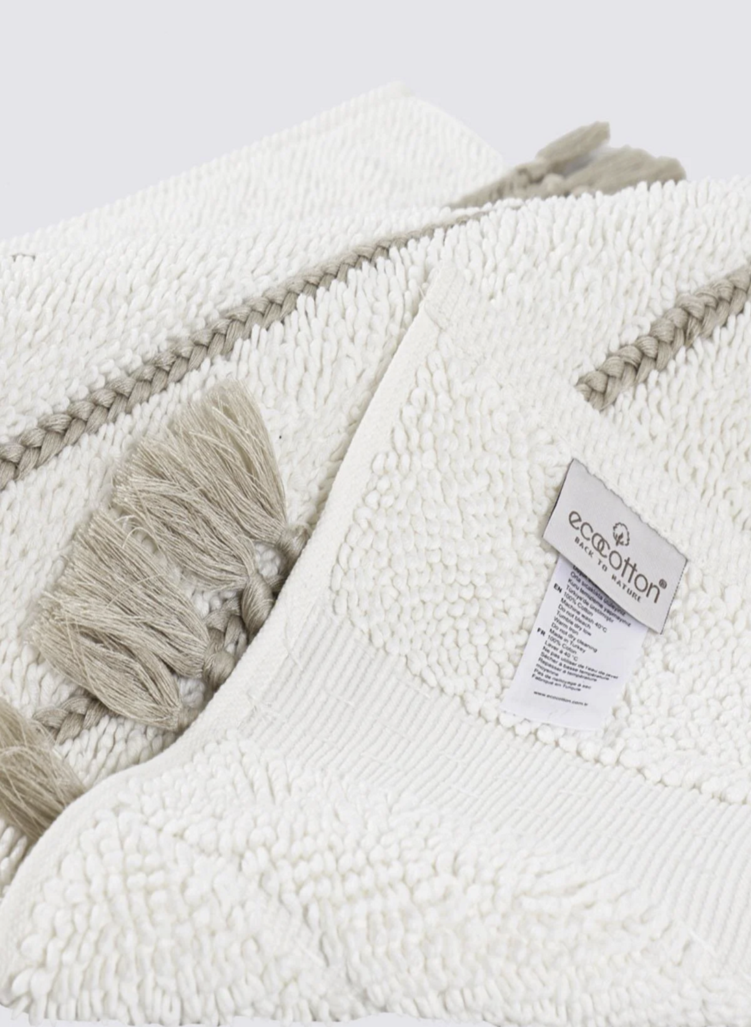 ​Ecocotton Karnella Bath Mat 100% Organic Cotton Cream 50x80 Cm​