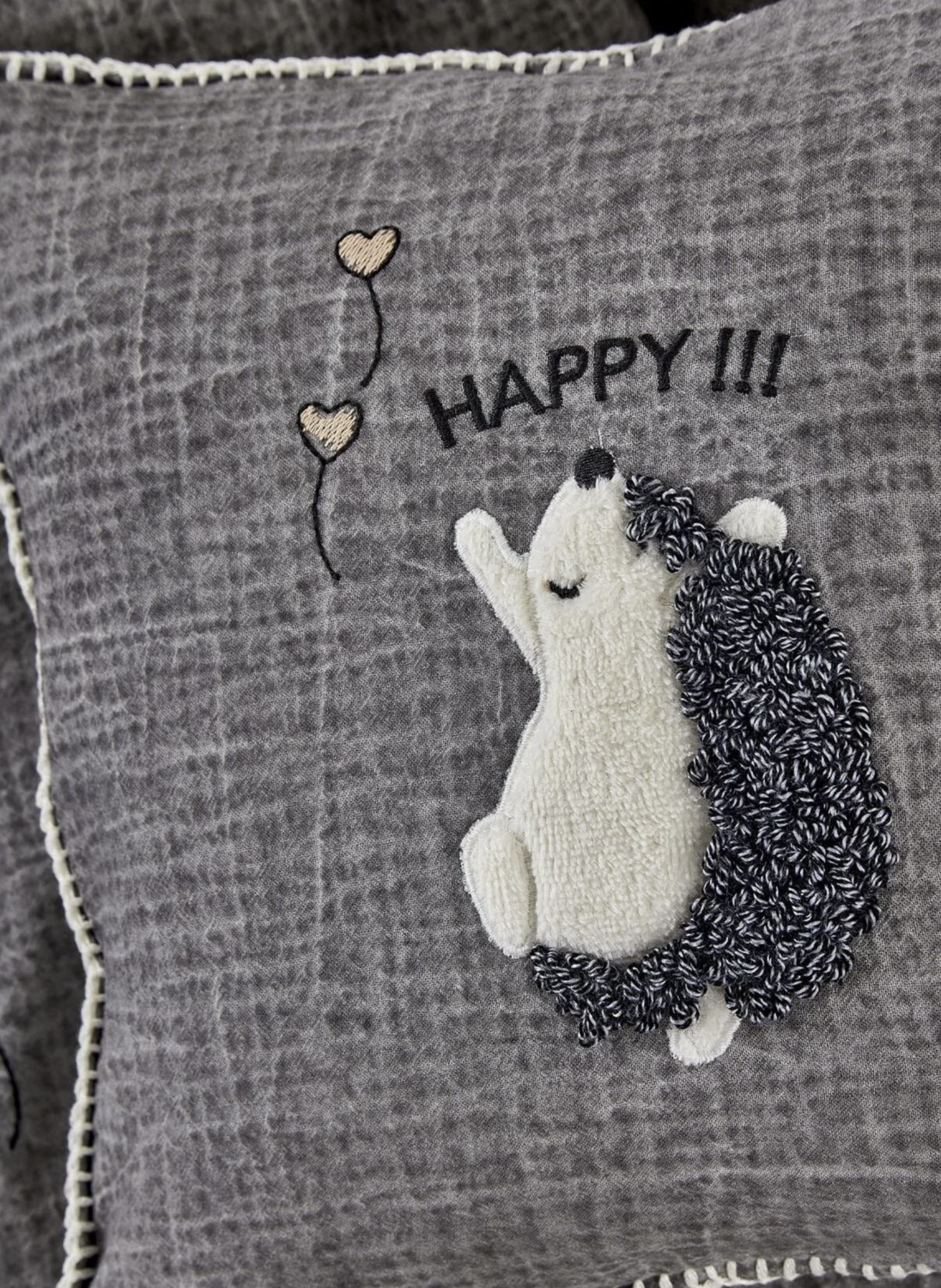 Ecocotton Migala Baby Bedding Set 100% Organic Cotton Muslin Embroidered Gray 100x150 Cm