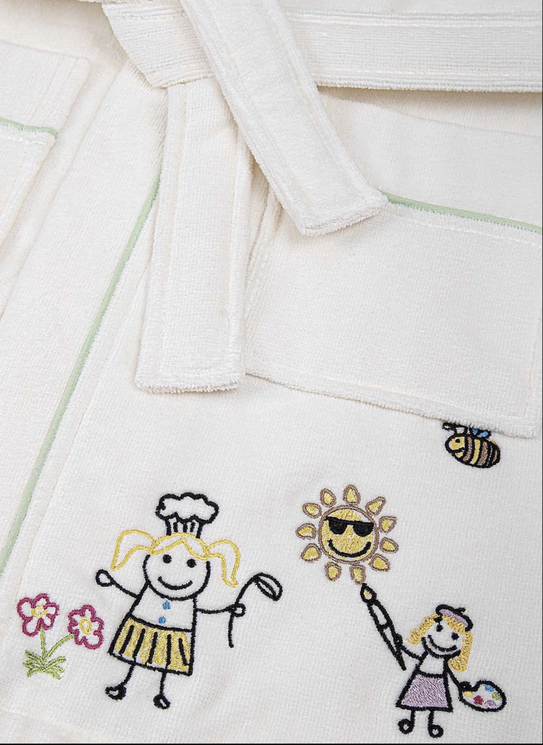 Ecocotton Carnaval Unisex Children&#39;s Bathrobe 100% Organic Cotton Embroidered Cream