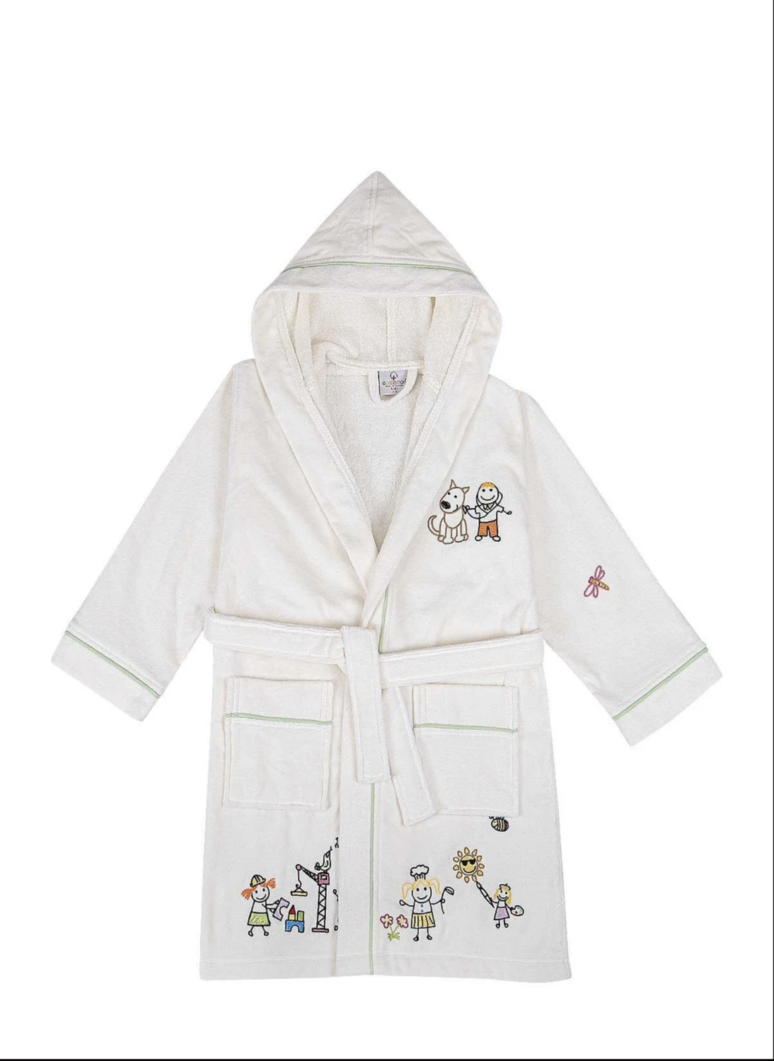 Ecocotton Carnaval Unisex Children&#39;s Bathrobe 100% Organic Cotton Embroidered Cream