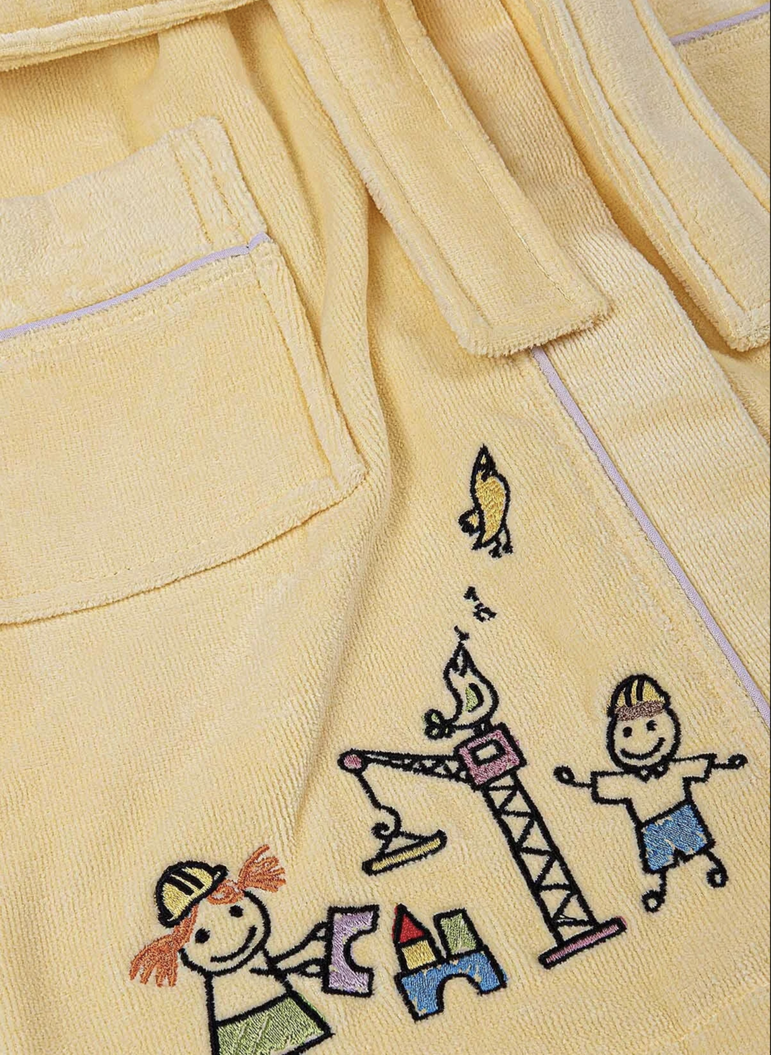 Ecocotton Carnaval Unisex Children&#39;s Bathrobe 100% Organic Cotton Embroidered Yellow