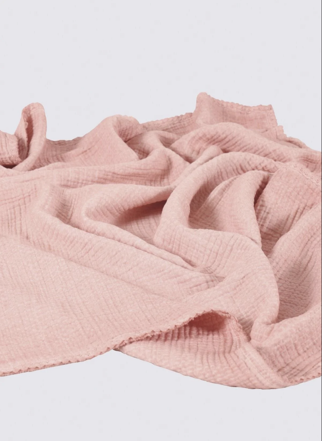 Ecocotton Berin Baby Bedspread 100% Organic Cotton Muslin Hand Embroidered Powder 120x170 Cm
