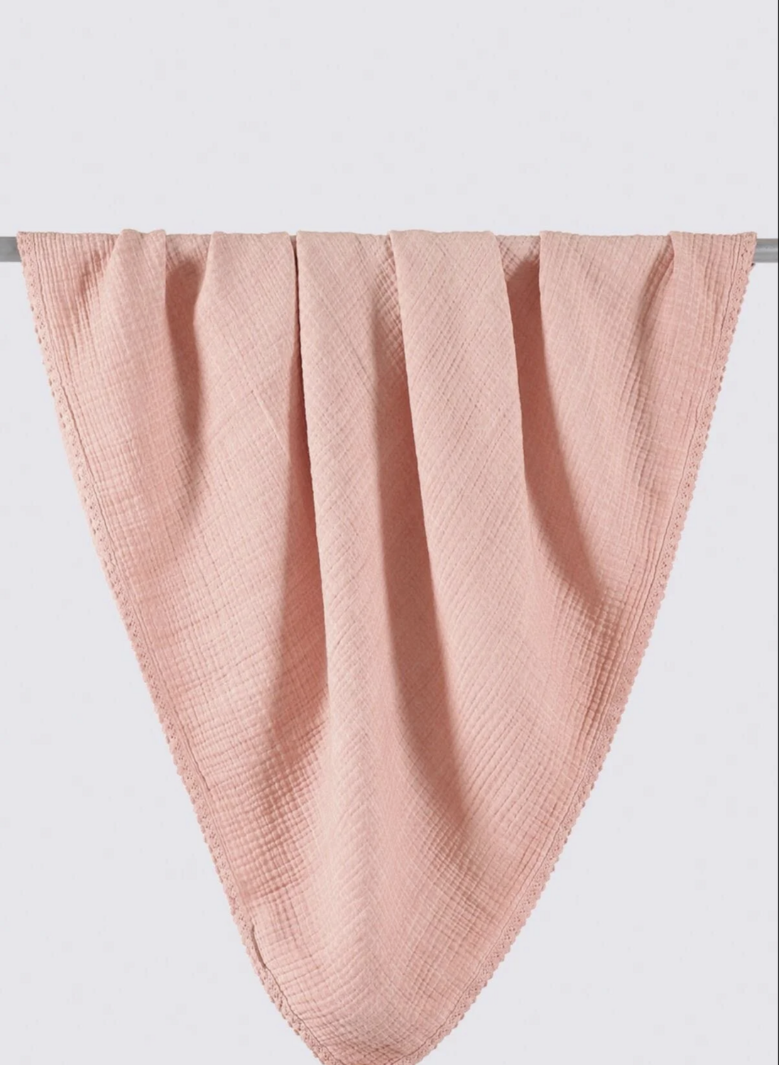 Ecocotton Berin Baby Bedspread 100% Organic Cotton Muslin Hand Embroidered Powder 120x170 Cm