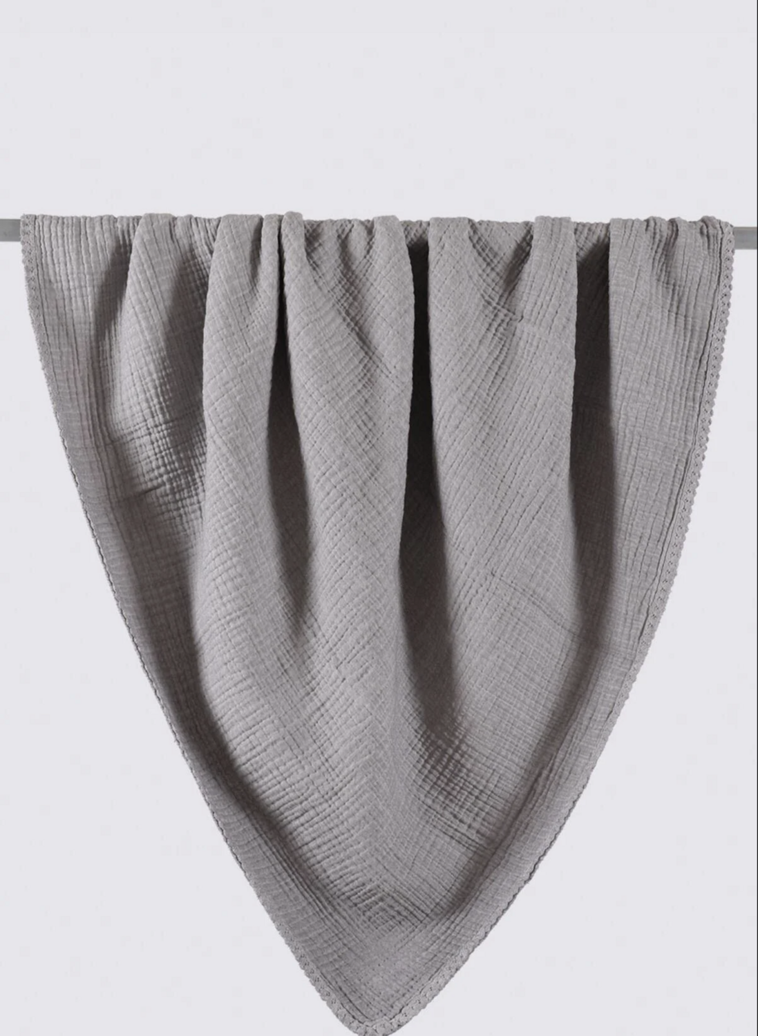 Ecocotton Kayra Baby Bedspread 100% Organic Cotton Muslin Hand Embroidered Gray 100x100 Cm