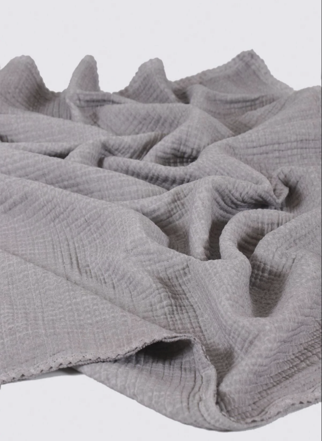 Ecocotton Kayra Baby Bedspread 100% Organic Cotton Muslin Hand Embroidered Gray 120x170 Cm