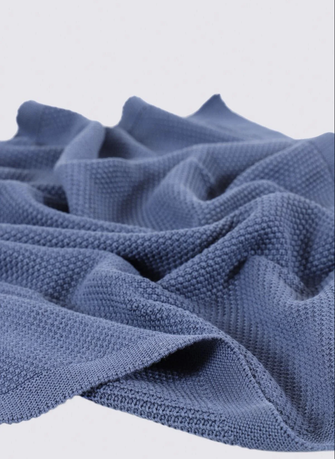 Ecocotton Baby Smile Baby Blanket 100% Organic Cotton Knit Blue 80x90 Cm