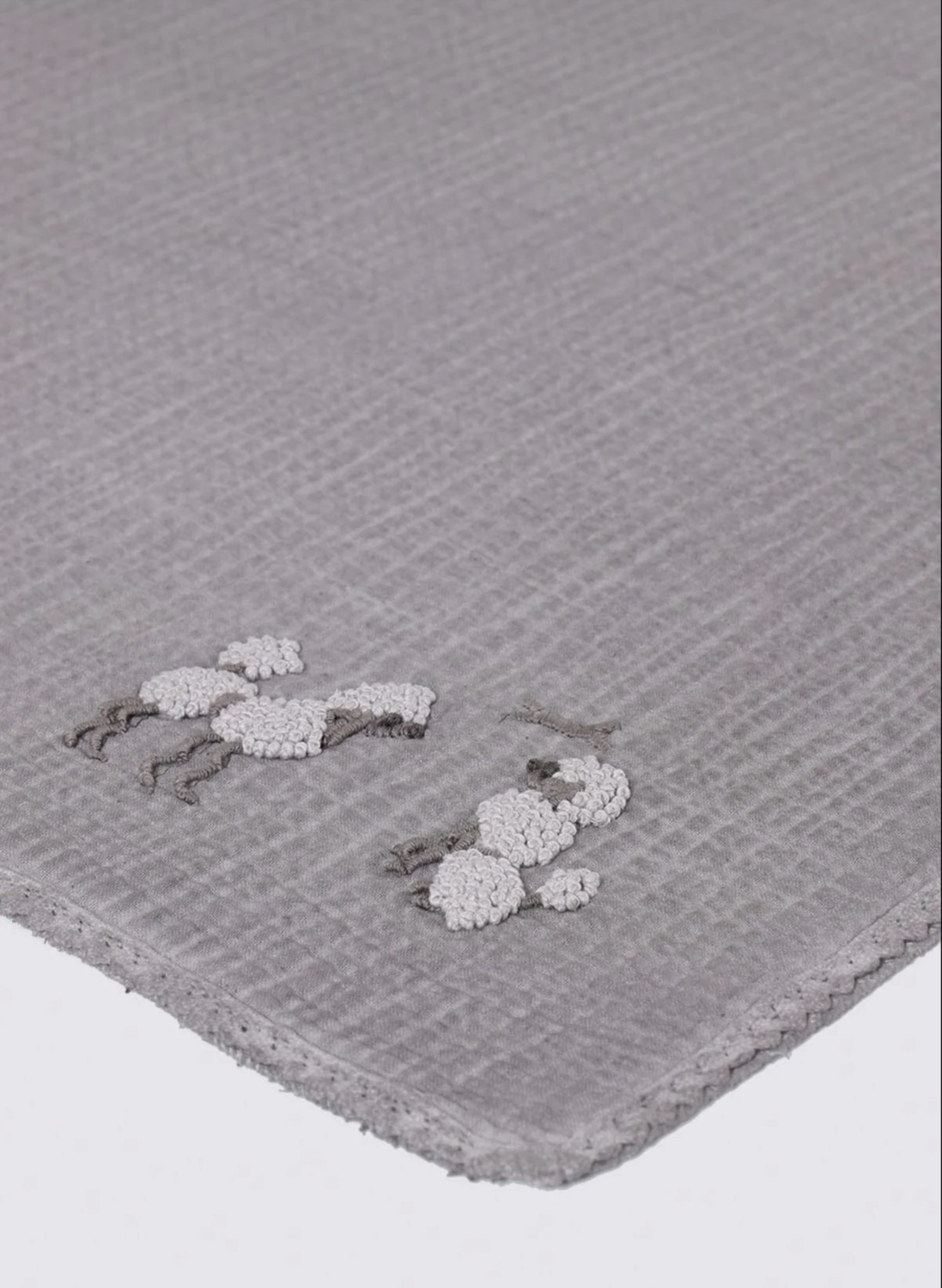 Ecocotton Kayra Baby Bedspread 100% Organic Cotton Muslin Hand Embroidered Gray 100x100 Cm
