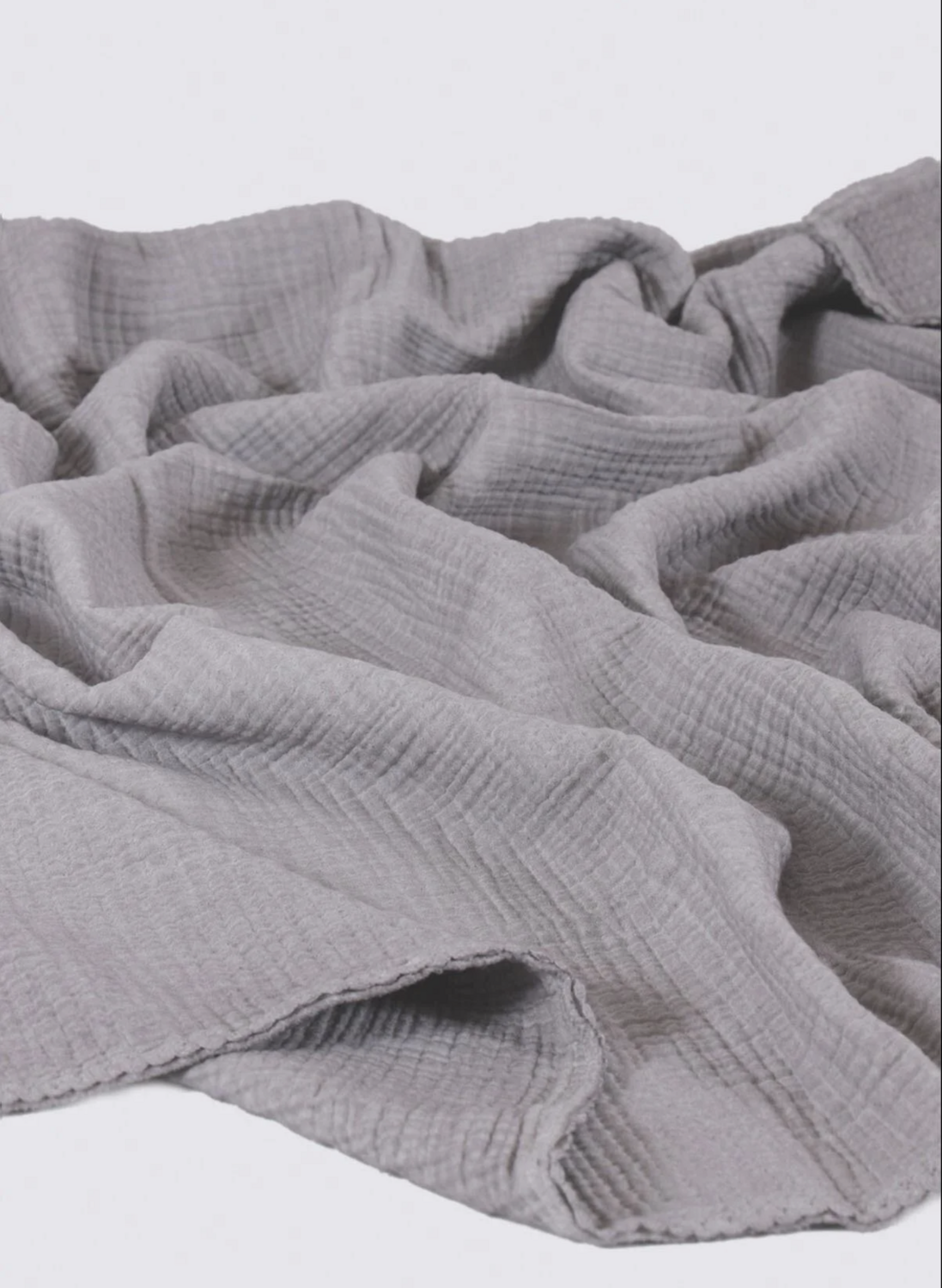 Ecocotton Kayra Baby Bedspread 100% Organic Cotton Muslin Hand Embroidered Gray 120x170 Cm