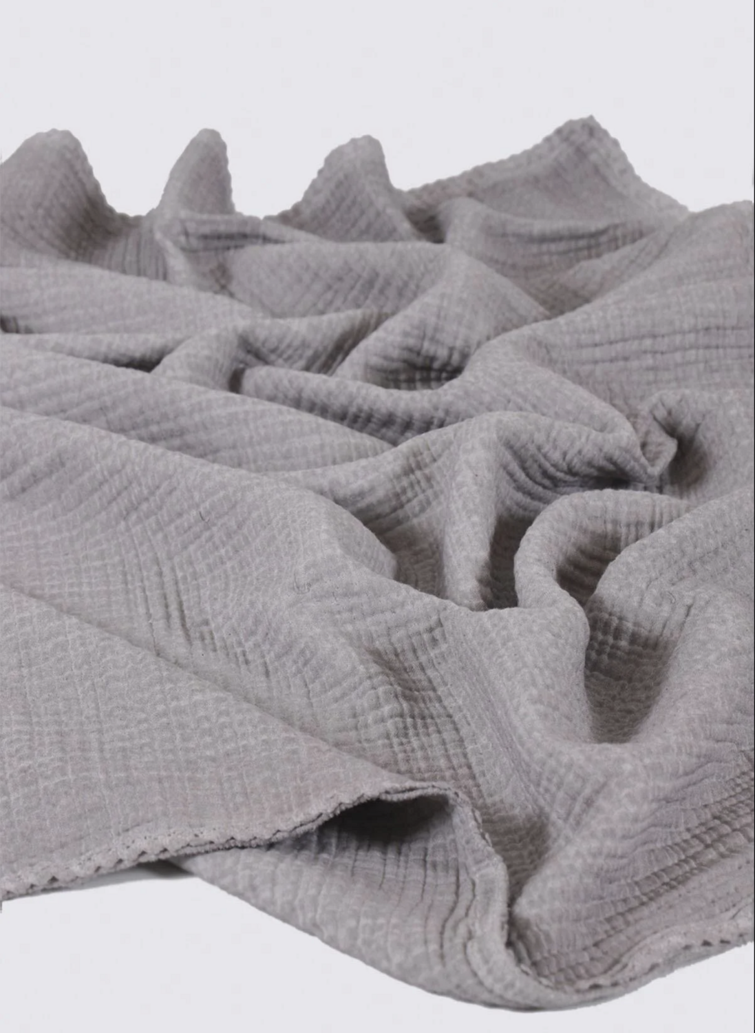 Ecocotton Kayra Baby Bedspread 100% Organic Cotton Muslin Hand Embroidered Gray 100x100 Cm