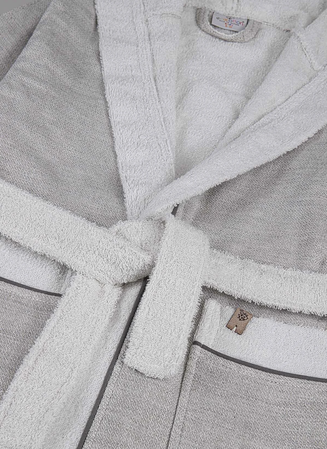 Ecocotton Hasna Boy&#39;s Bathrobe 100% Organic Cotton Linen Melange Gray