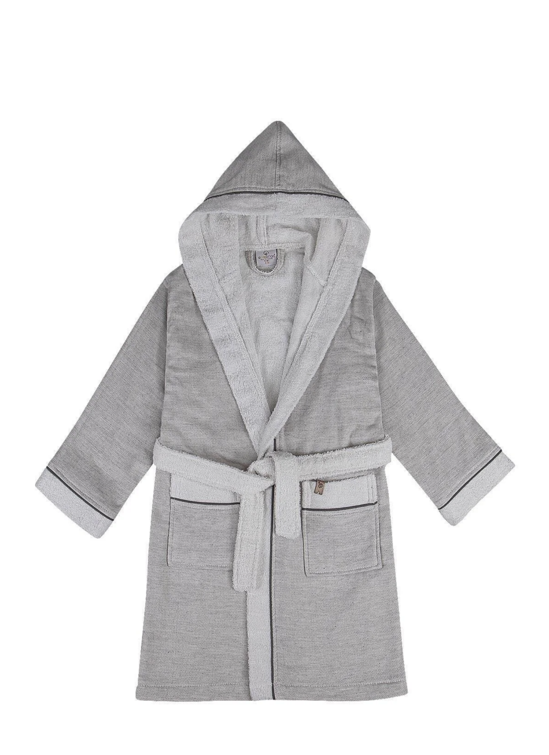 Ecocotton Hasna Boy&#39;s Bathrobe 100% Organic Cotton Linen Melange Gray